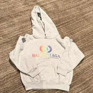 Balenciaga Light Gray Hoodie with Multicolor Logo